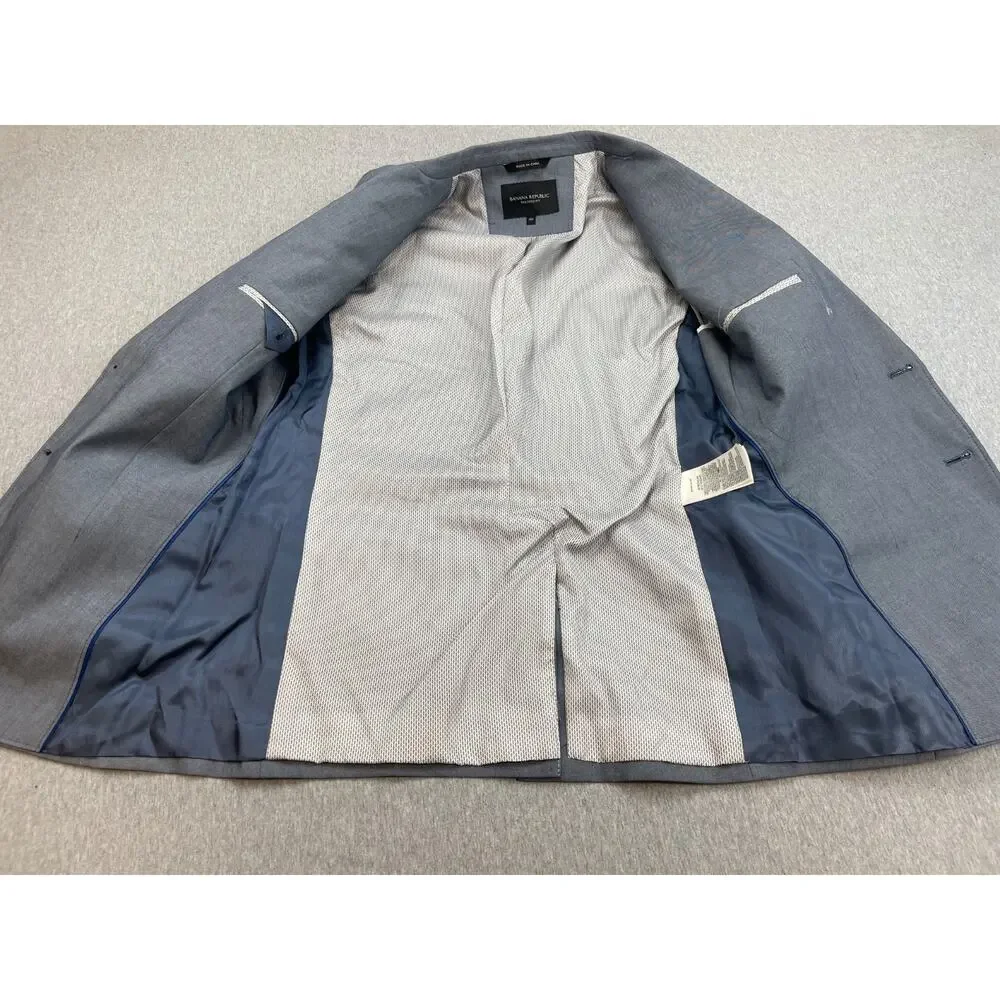 Banana Republic Blazer Mens 40R Gray Cotton Blend Stretch 2-Button Single Breast